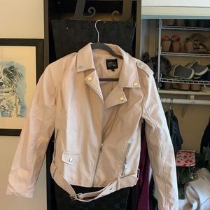 Pink motorcycle jacket with zipper